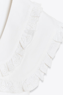 ZARA ФУТБОЛКА С ВОРОТНИКОМ-СТОЙКОЙ, БЕЛЫЙ