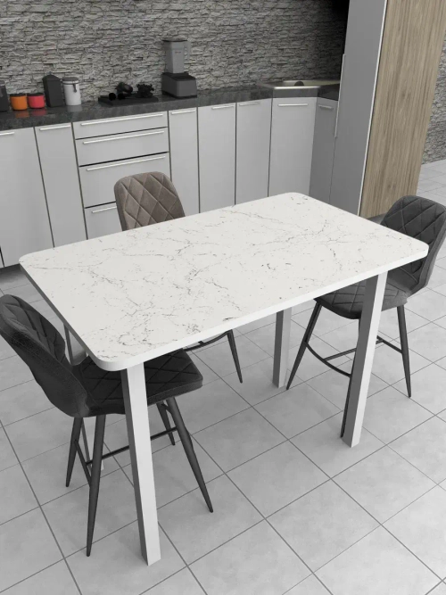 Обеденный стол "Мрамор Марквина белый" 100x60 см