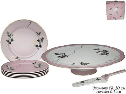 Lenardi 133-093 Набор для торта из 8пр. Butterfly в под.уп.(х4)Фарфор