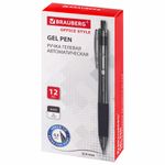 Ручка гелевая автоматическая с грипом BRAUBERG "OFFICE STYLE", ЧЕРНАЯ, линия 0,4 мм, 144123