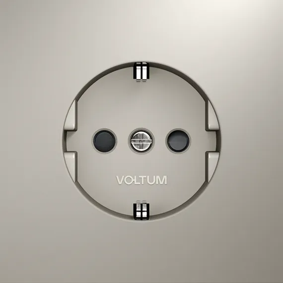 Розетка встраиваемая VOLTUM S70 с заземлением и защитными шторками, 16А, (кашемир)