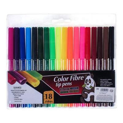 Фломастеры "Панда" 18 цветов, вентилируемый колпачок, ПВХ упаковка