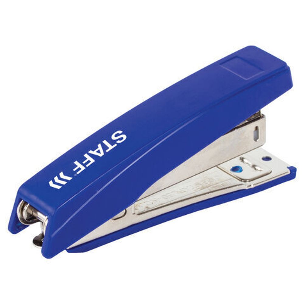 Степлер №10 STAFF "Basic", до 10 листов, с антистеплером, синий, 227405