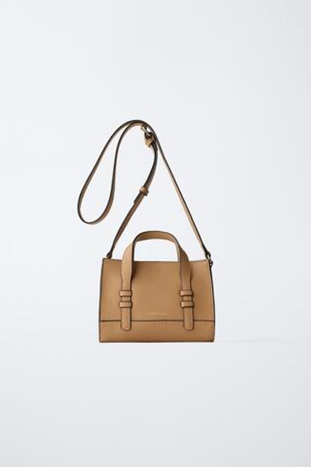 ZARA СУМКА С ПЛЕЧЕВЫМ РЕМНЕМ, КОРИЧНЕВЫЙ
