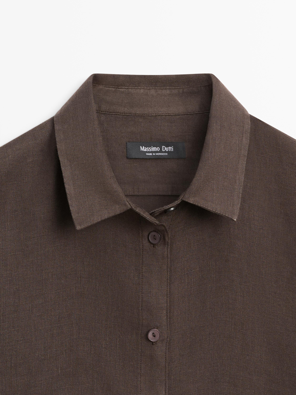 Massimo Dutti Свободная рубашка из 100% льна, коричневый