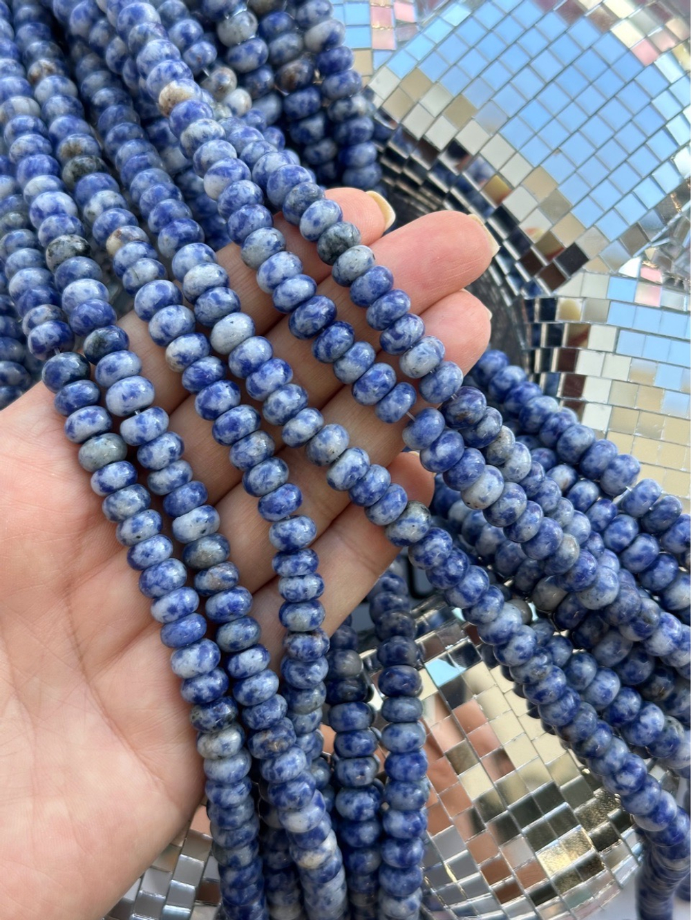 Нить бусин из содалита 8мм, рондель