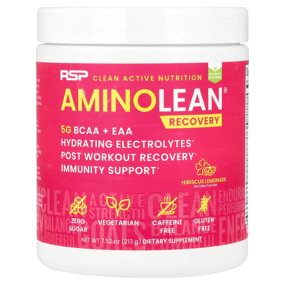 RSP Nutrition, AminoLean® Recovery, без кофеина, гибискус и лимонад, 213 г (7,52 унции)