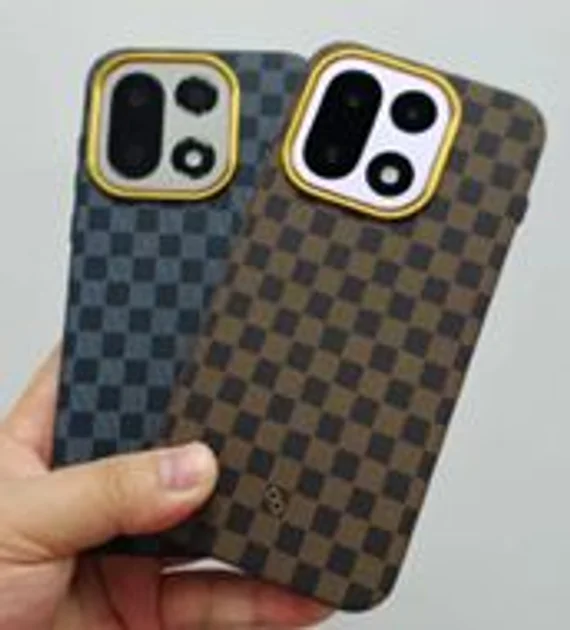 Защитный чехол для OnePlus 15 c MagSafe черно-серый шахматное плетение (Black-Gray)