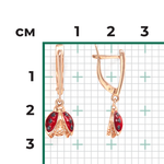 Серьги «Божьи коровки» с английским замком из красного золота с фианитами и эмалью