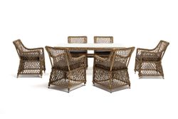 "Латте" обеденная группа плетеная, цвет соломенный