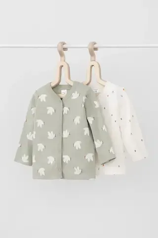 кофточка для новорожденных  К 300450-2уп/почтовый голубь,деревья в снегу