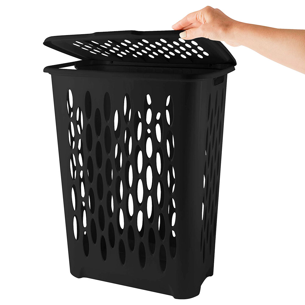 Корзина для белья 37л с откидной крышкой "Keeplex Black", 42,2*29*51,5см