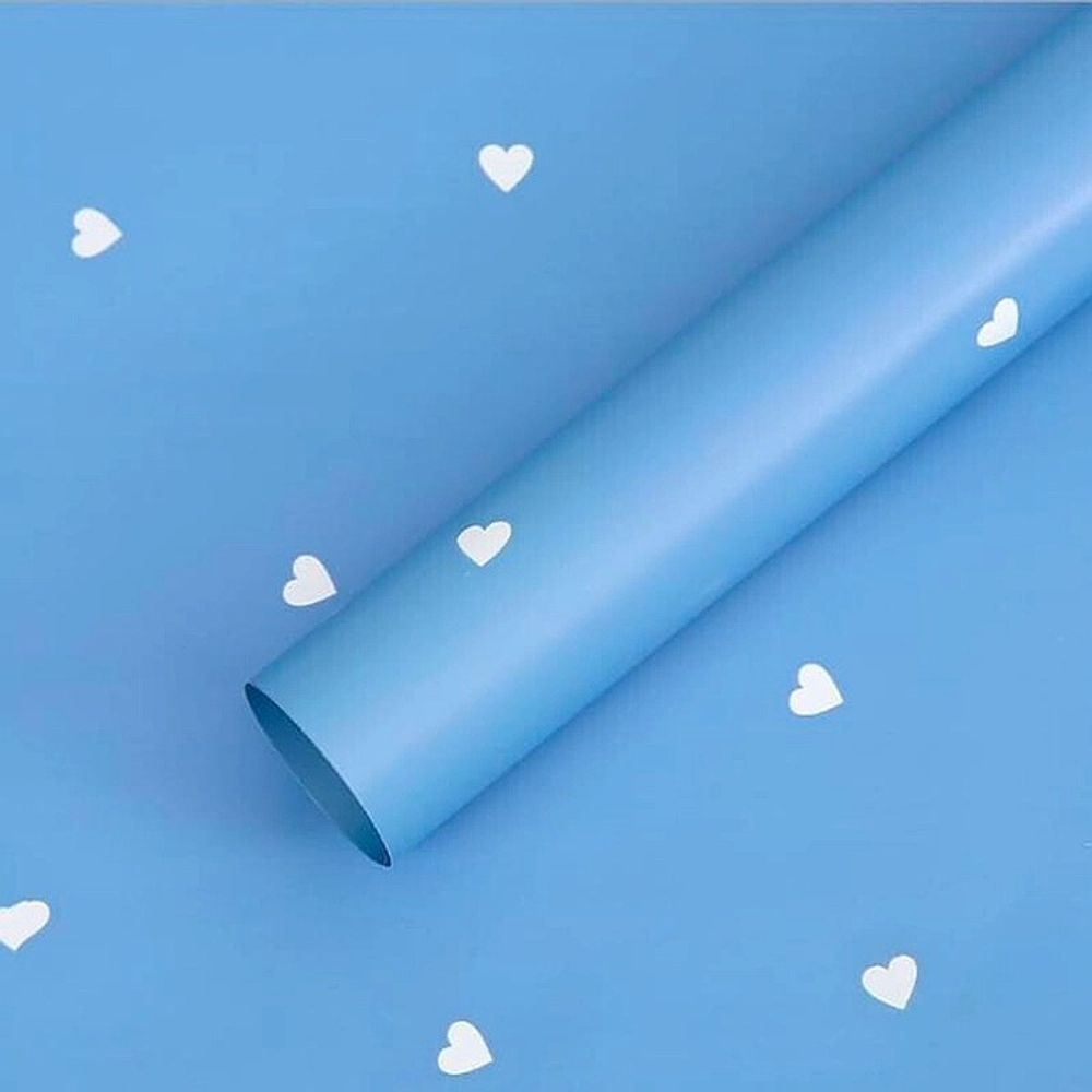 Пленка матовая "Искренность" 58*10м НЕБЕСНЫЙ/БЕЛЫЙ