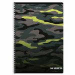 Тетрадь А4, 96 л., BRAUBERG, гребень, клетка, обложка картон, "Military", 404057, 4шт