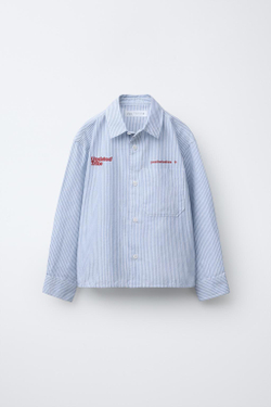 ZARA РУБАШКА В ПОЛОСКУ С НАДПИСЬЮ, ПОЛОСКИ