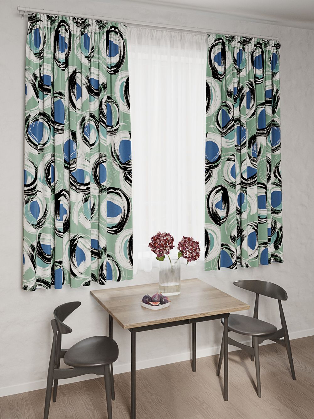 Штора из рогожки Сказка "Черничное мохито" 145х180 см 1 шт