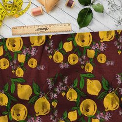 Ткань шифон лимоны на ветке