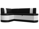 Диван кухонный угловой Токио левый угол, Черный\Белый, Экокожа, 28646L