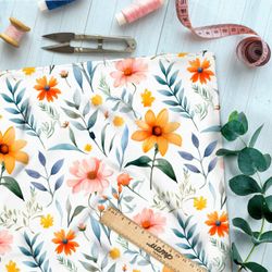 Ткань премиум шелк искусственный Армани цветочная акварель