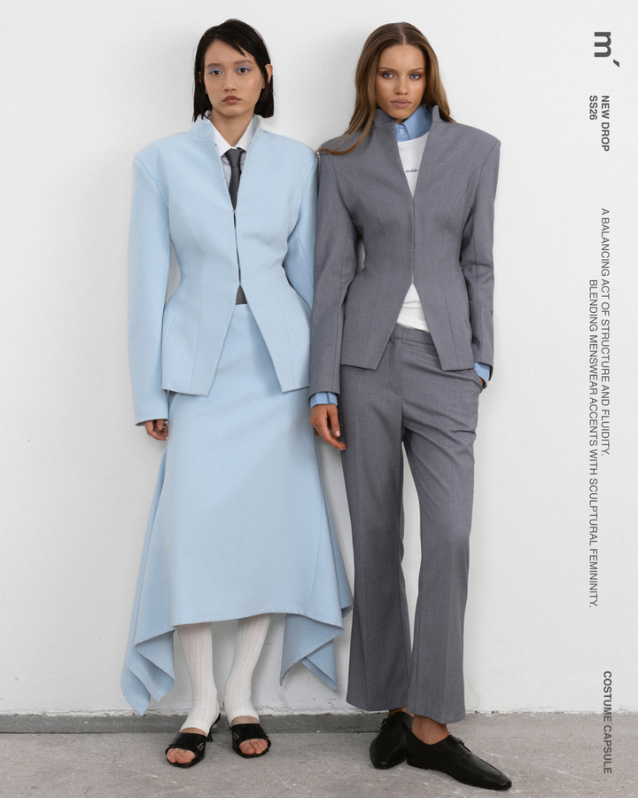 Жакет приталенный голубой