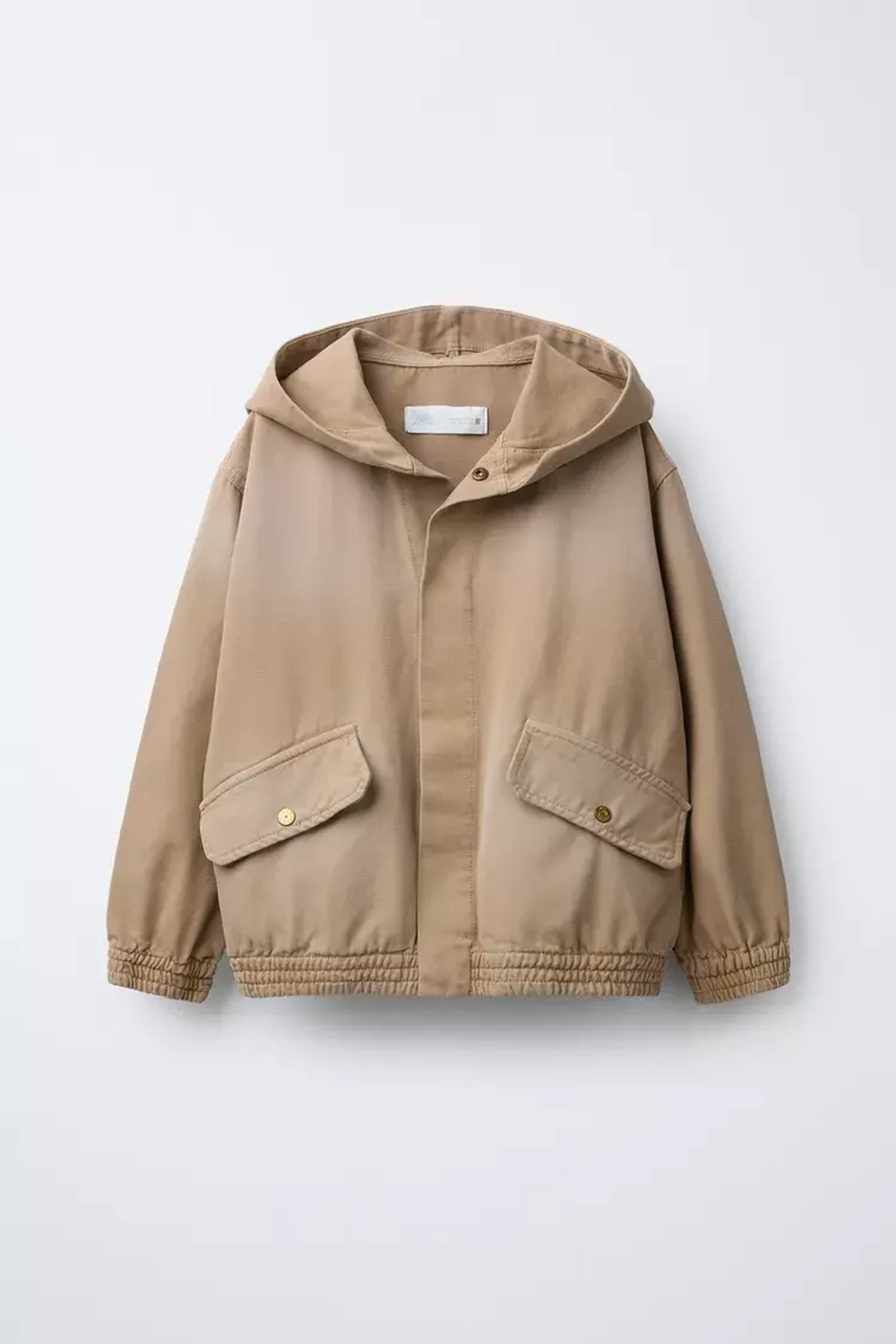 ZARA ХОЛЩОВАЯ КУРТКА С КАПЮШОНОМ, РЫЖЕВАТО-КОРИЧНЕВЫЙ