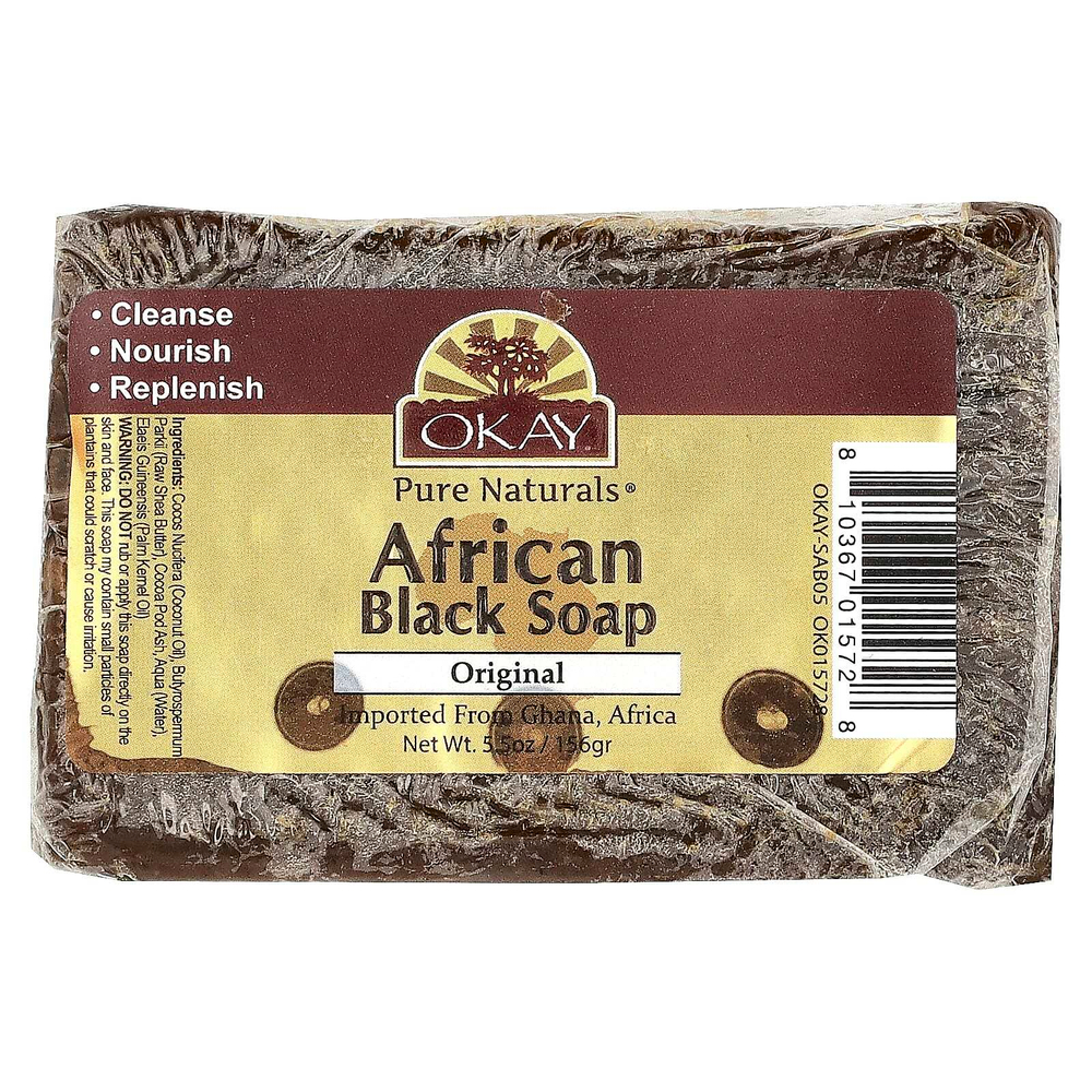 Okay Pure Naturals, Африканское черное мыло, оригинальное, 156 г (5,5 унции)