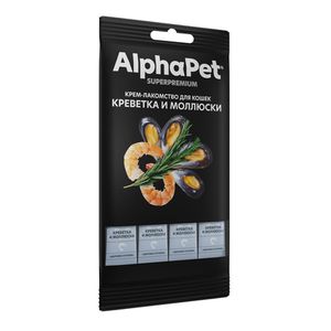 Крем-лакомство для кошек AlphaPet Superpremium с креветкой и моллюсками.