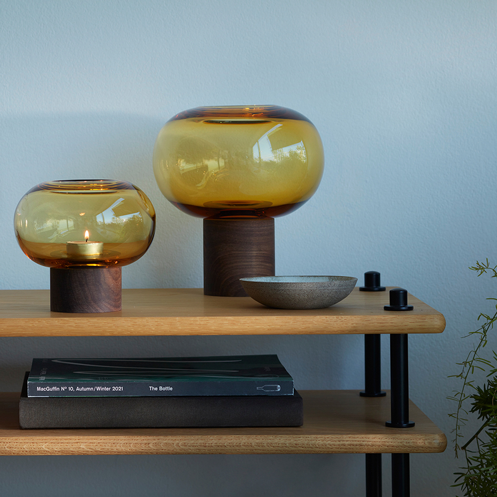 Ваза oblate, 21,5 см, янтарь/орех