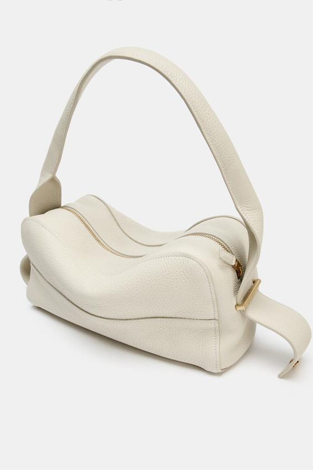 ZARA КОЖАНАЯ СУМКА С ПЛЕЧЕВЫМ РЕМНЕМ, ЭКРЮ