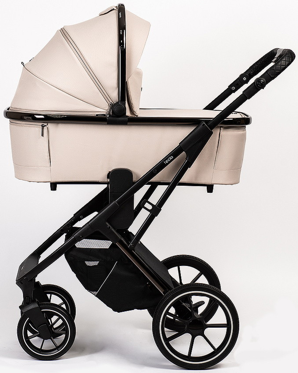 Детская коляска Peppy Tecla 3 в 1 с автокреслом Rise Milk Stone Chrome Edition (Бежевый)