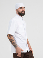 Белая мужская рубашка-китель "Мир" для повара и кондитера NVDesign