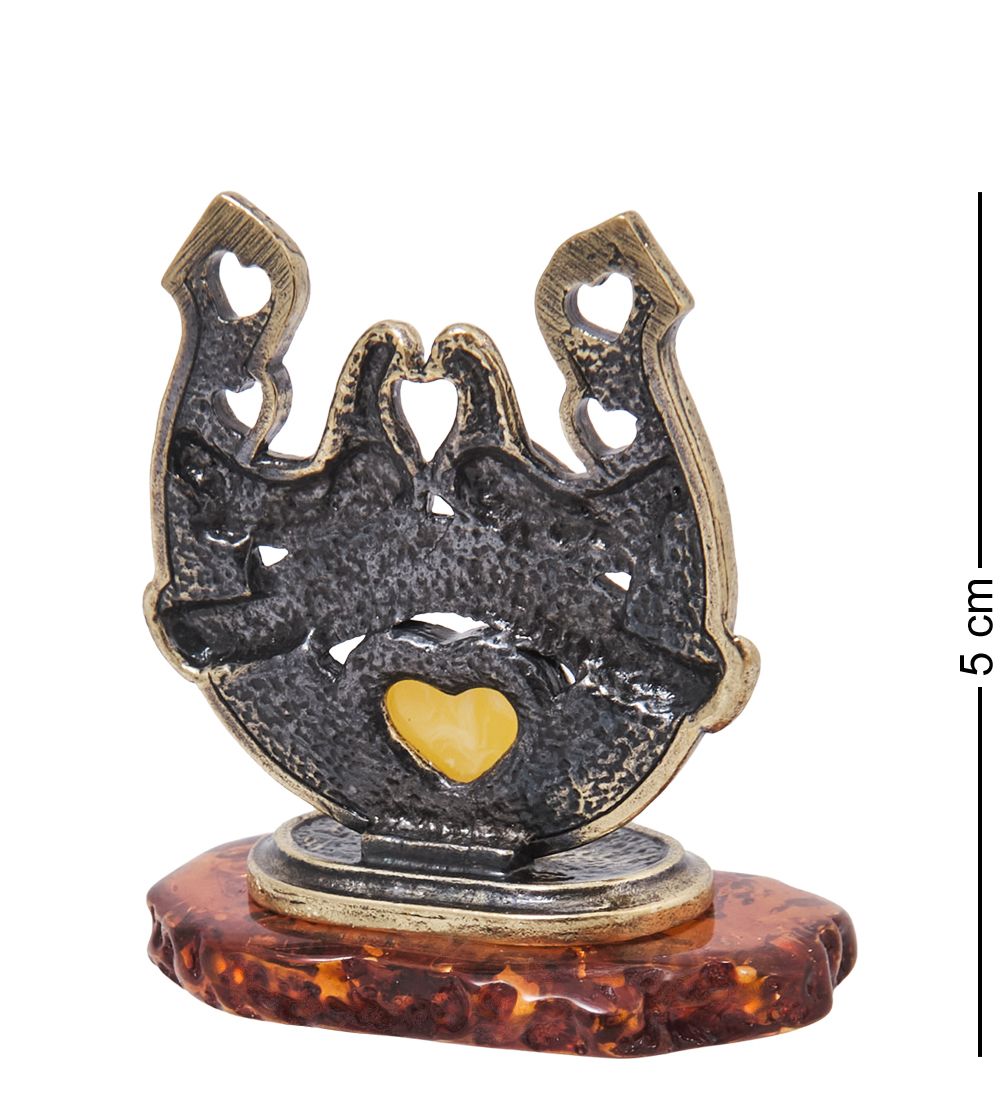 Народные промыслы AM-4091 Фигурка «Подкова Голубки» (латунь, янтарь)