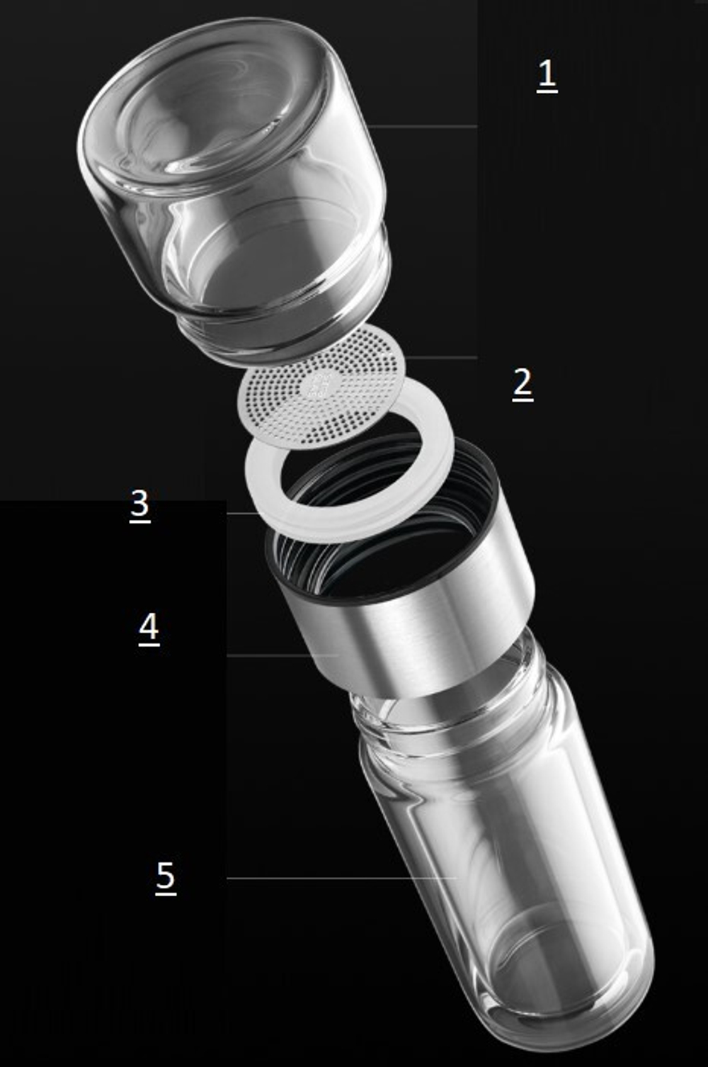 213042 Бутылка для заваривания SAMADoyo "C-001A" ниж.колба-238мл, верх. колба-170мл, черный/стекло