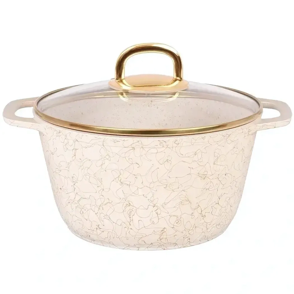 Кастрюля 2,5л со стеклянной крышкой, АП линия «Грация»(белый/золото)