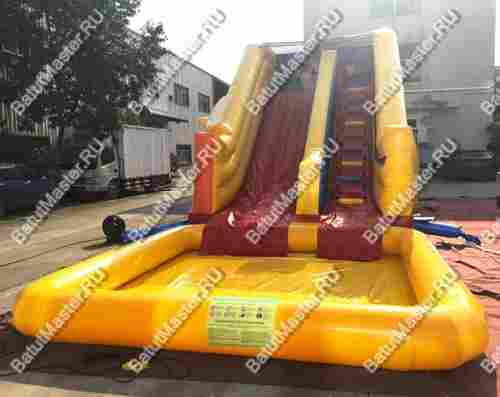Надувная горка с бассейном «Мартышка» на постоянной подкачке 10*4*5 м