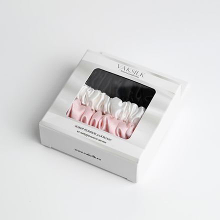 Набор резинок для волос "Medium" розовый, черный, айвори