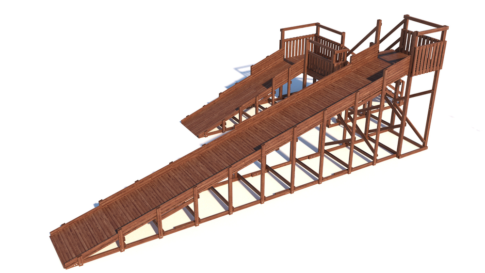 Зимняя деревянная горка W-12 (длина ската 6м и 12м)