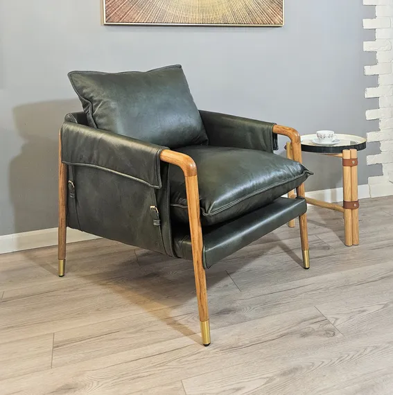 Кресло SC05, зеленая кожа