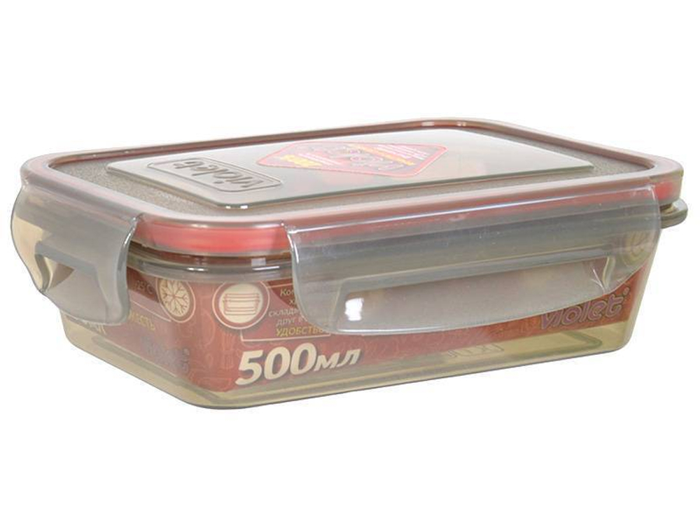 Контейнер 0,5л герметичный прямоугольный дымчатый