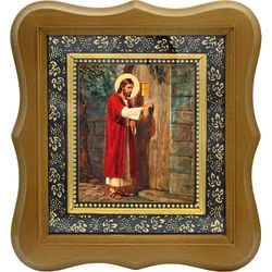 Иисус Христос стучится в дверь. Икона на холсте.