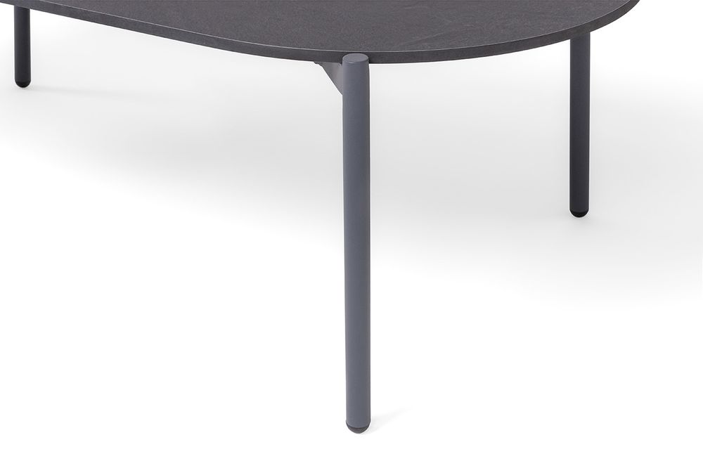 "Канны" лаунж-зона 4-местная (разборная) из роупа со столиком "Диего" цвета "серый гранит", роуп темно-серый круглый, ткань темно-серая