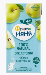 СОК ФРУТОНЯНЯ ЯБЛОКО ОСВЕТЛЕННОЕ 200МЛ