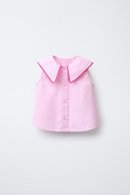 ZARA РУБАШКА В КЛЕТКУ ВИШИ, РОЗОВЫЙ