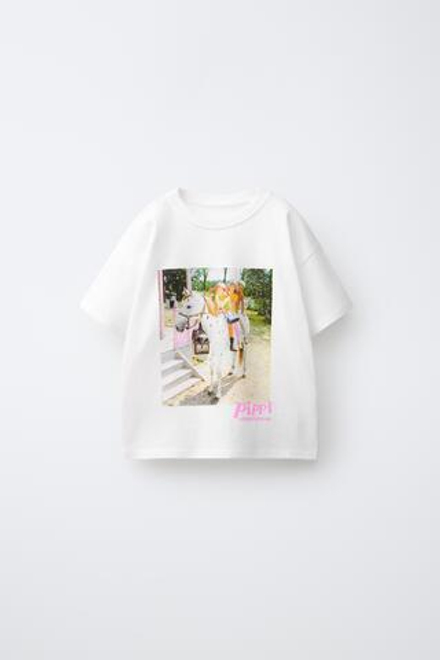 ZARA ФУТБОЛКА «ПЕППИ ДЛИННЫЙЧУЛОК» © ASTRID LINDGREN COMPANY, БЕЛЫЙ
