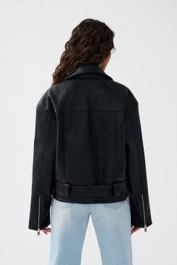 Косуха из экокожи черного цвета