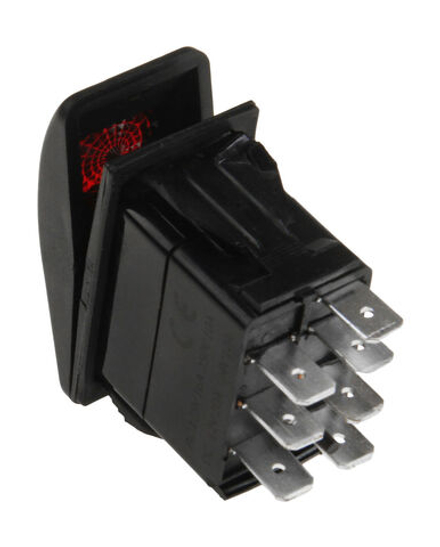 Переключатель двухпозиционный (ON)-ON 12В/20А 7Р с подсветкой без фиксации 1 положения