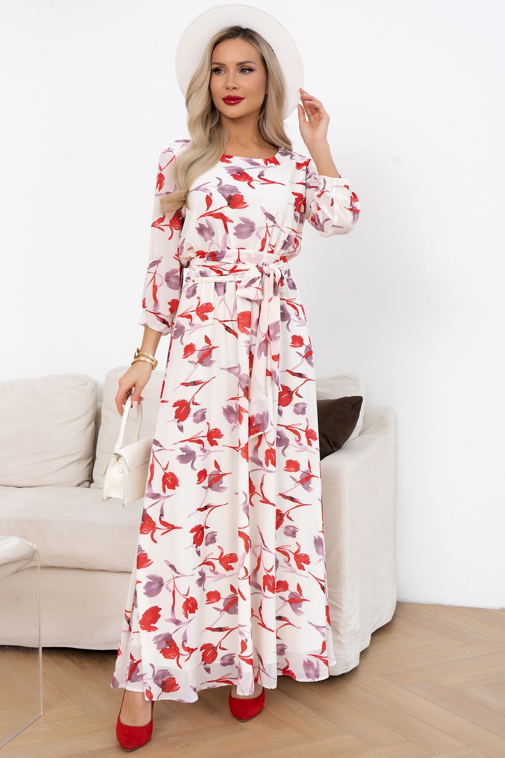 Платье Марго (айвори/тюльпаны) Р11-1245/3 Nikol (Акция)