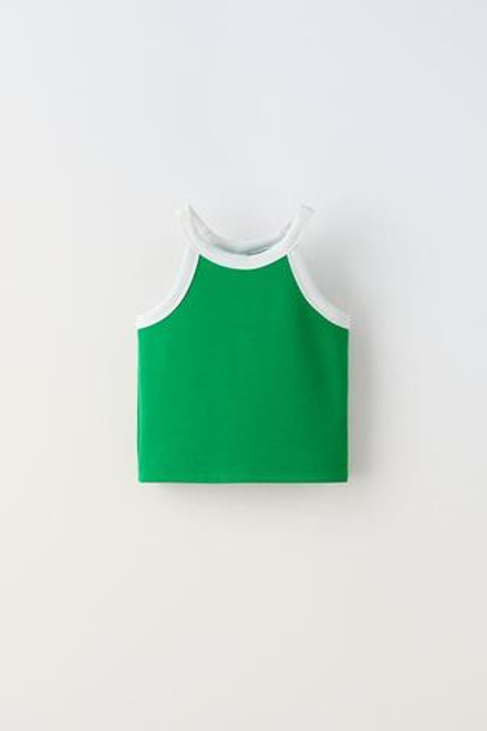 ZARA КОМБИНИРОВАННЫЙ ТОП, ЗЕЛЕНЫЙ