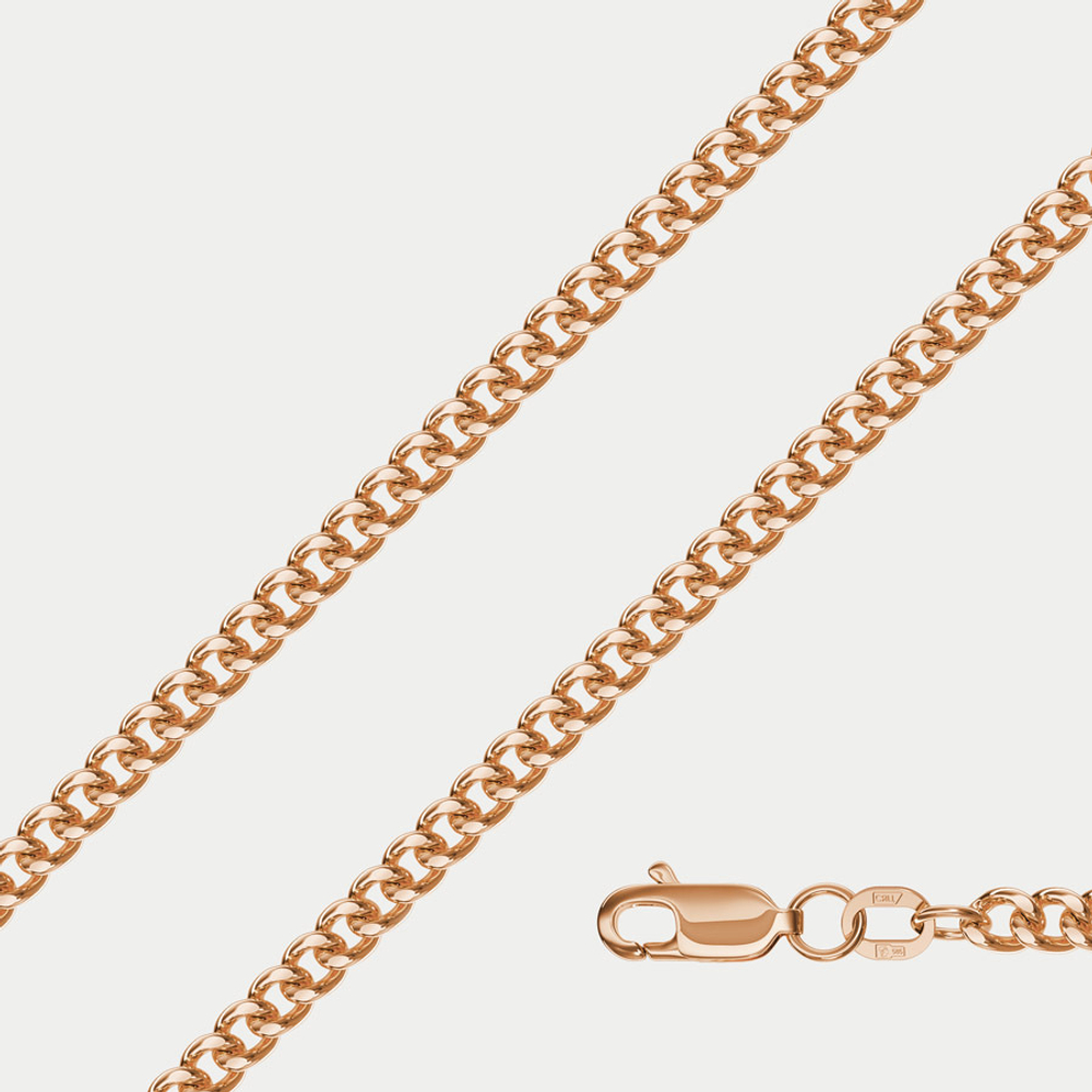 Цепь плетения "Гурмета" без вставок из розового золота 585 пробы (арт. НЦ 12-002 0.90)
