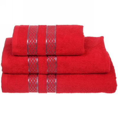 Полотенце махровое 30*60см «SILVER» цвет красный 02050 плотность 400гр/м2 с петелькой-подвесом